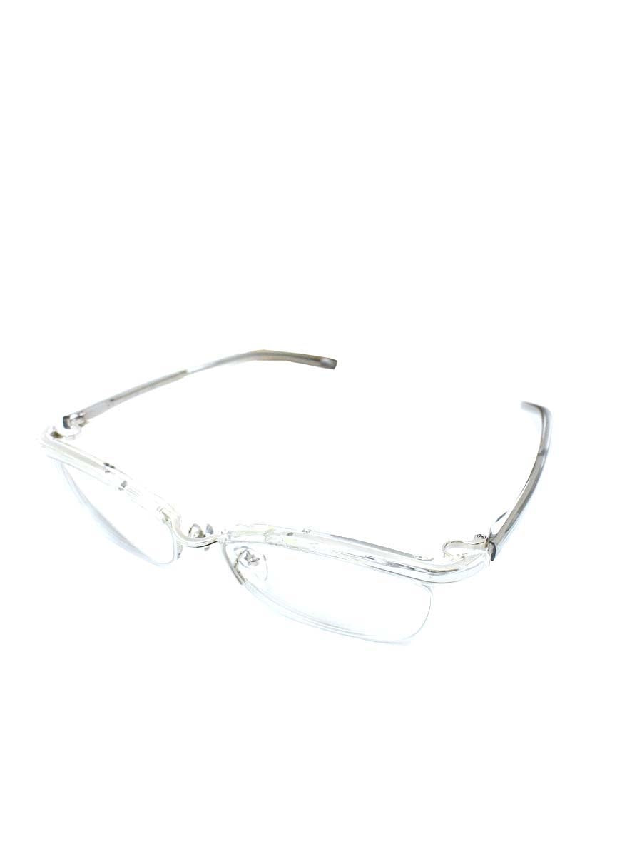 フォーナインズ M-18 メガネ シルバー/クリア コンビフレーム ハーフリム スクエア ITCWTDU5K4KW