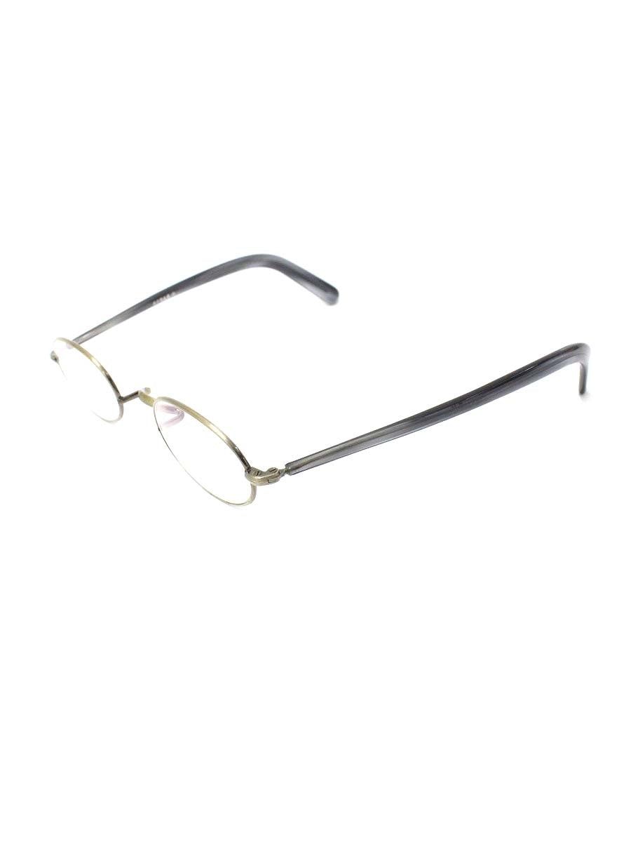 井戸多美男 T415-5 メガネ アンティークゴールド/グレー コンビフレーム フルリム オーバル 手造り ITA42F2J29ES