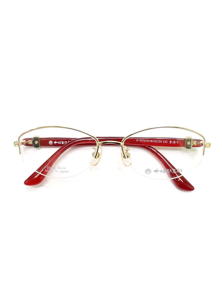中村勘三郎 KN-2670 眼鏡 ゴールド/レッド ストーン付き スクエア  COL.C-2 ITNC1TQKDNNY