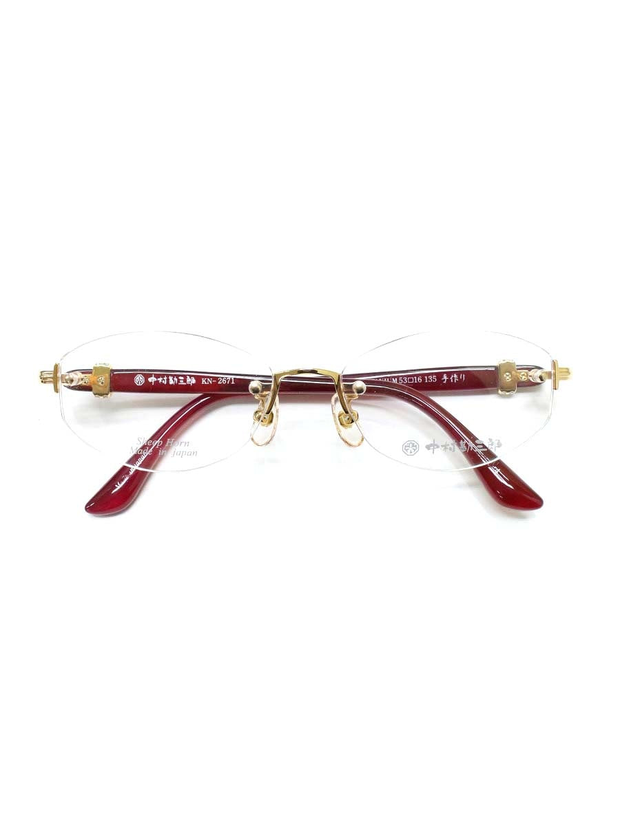 中村勘三郎 KN-2671 メガネ ゴールド/ホワイトラメ シープホーン スワロフスキー リムレス ITWM43O9IL1C