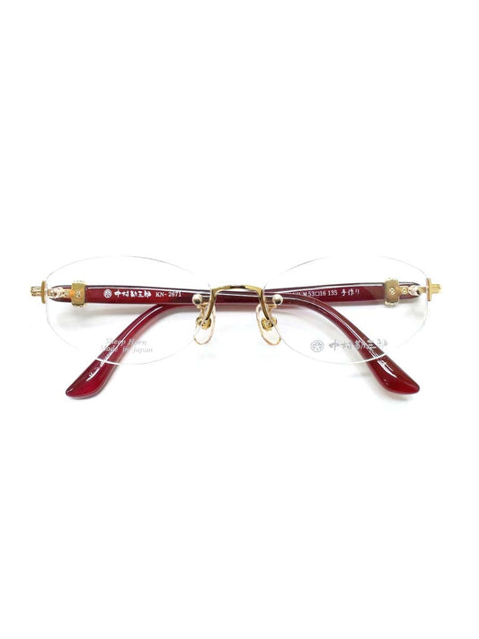 中村勘三郎 KN-2671 メガネ ゴールド/ホワイトラメ シープホーン スワロフスキー リムレス ITWM43O9IL1C