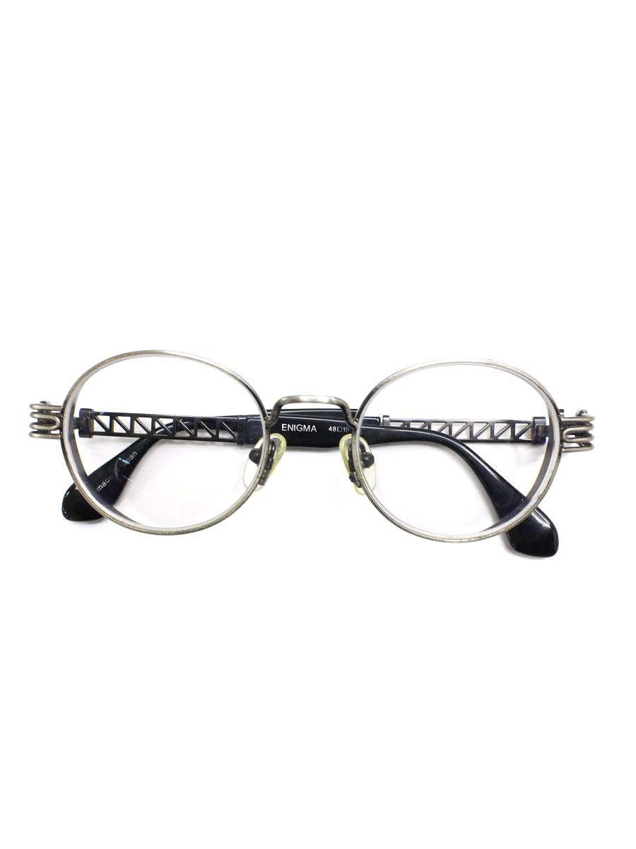 レスザンヒューマン ENIGMA メガネ アンティークシルバー/ブラック コンビフレーム フルリム ボストン ITZAPBJBDKIU