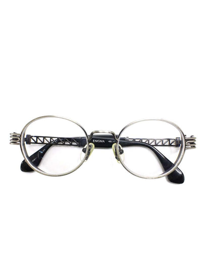 レスザンヒューマン ENIGMA メガネ アンティークシルバー/ブラック コンビフレーム フルリム ボストン ITZAPBJBDKIU