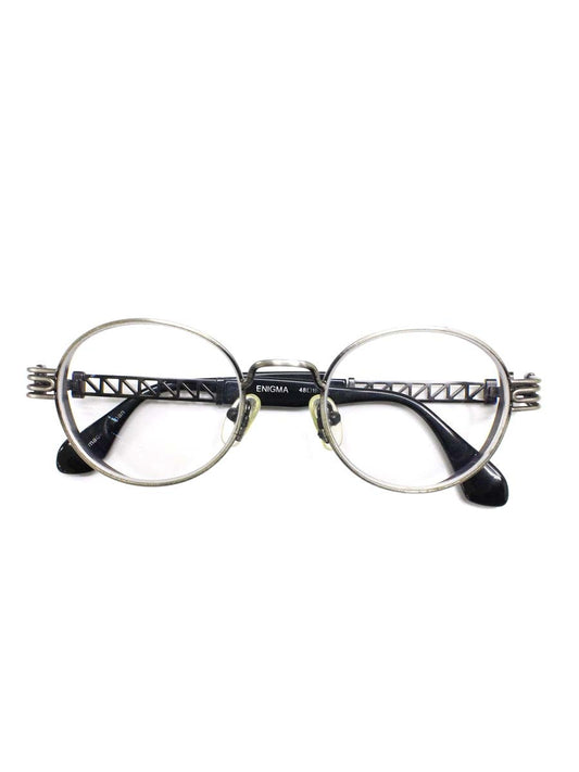 レスザンヒューマン ENIGMA メガネ アンティークシルバー/ブラック コンビフレーム フルリム ボストン ITZAPBJBDKIU