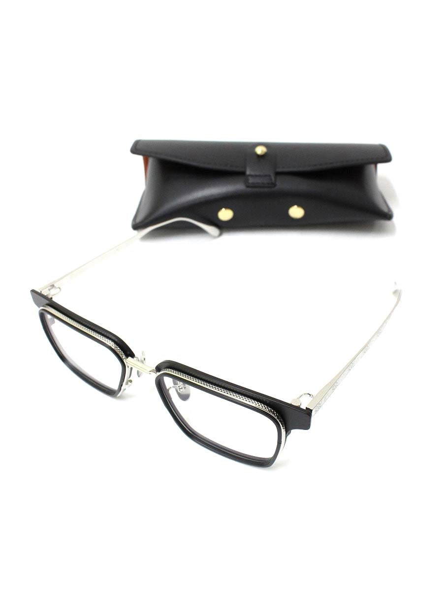 ドメスティックインターナショナル DI-1007TS メガネ ブラック/シルバー コンビフレーム フルリム スクエア IT4LF5HCT4CF