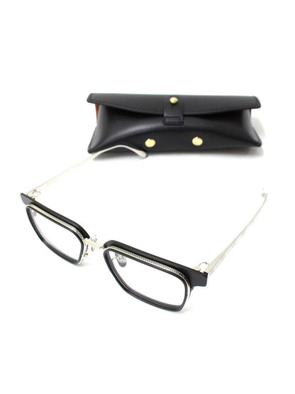 ドメスティックインターナショナル DI-1007TS メガネ ブラック/シルバー コンビフレーム フルリム スクエア IT4LF5HCT4CF