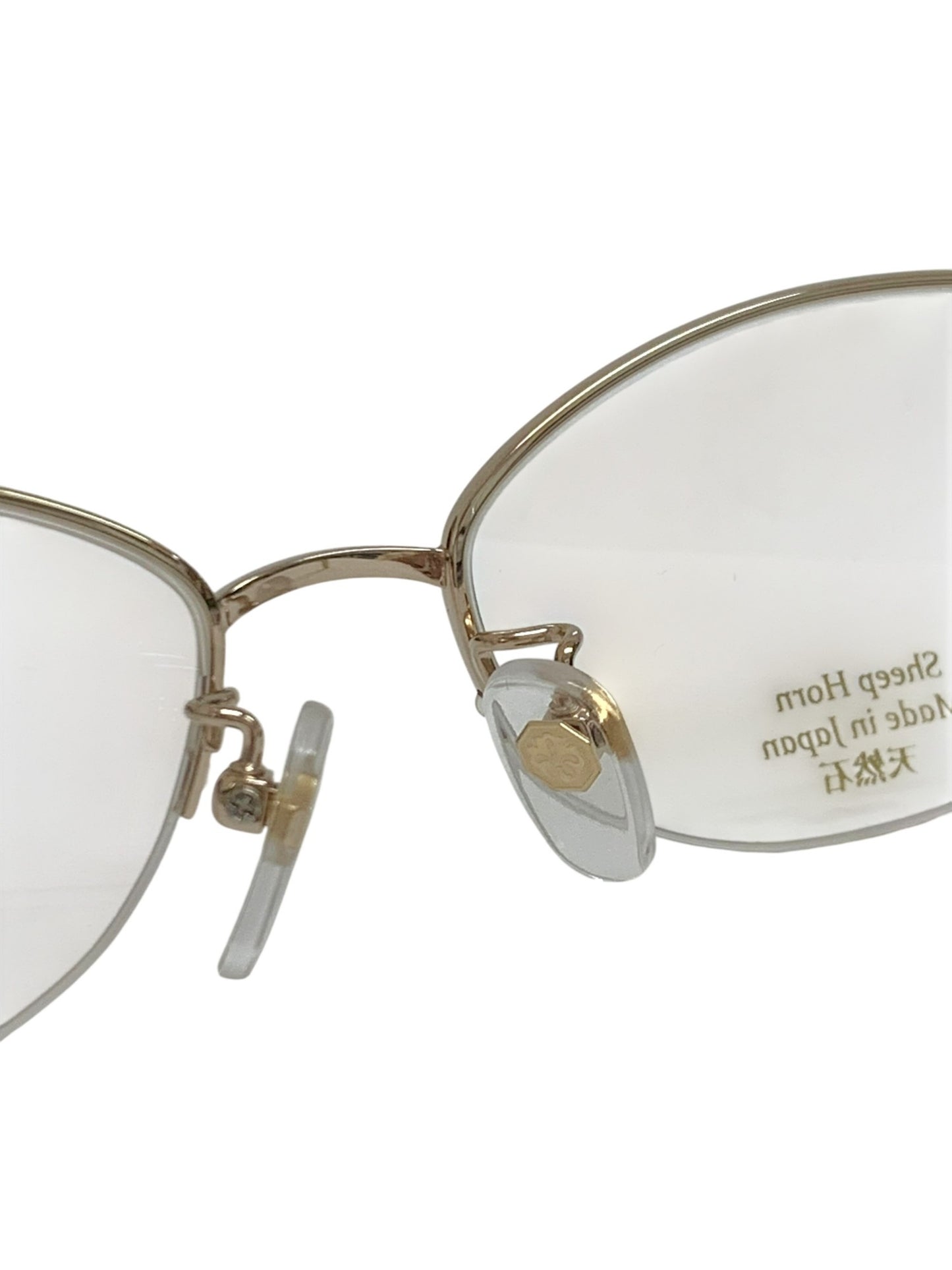 中村勘三郎 KN-2626 C-2 眼鏡 ゴールド/グリーン シープホーン メタルコンビ ハーフリム オーバル IT3CCY3M74P6