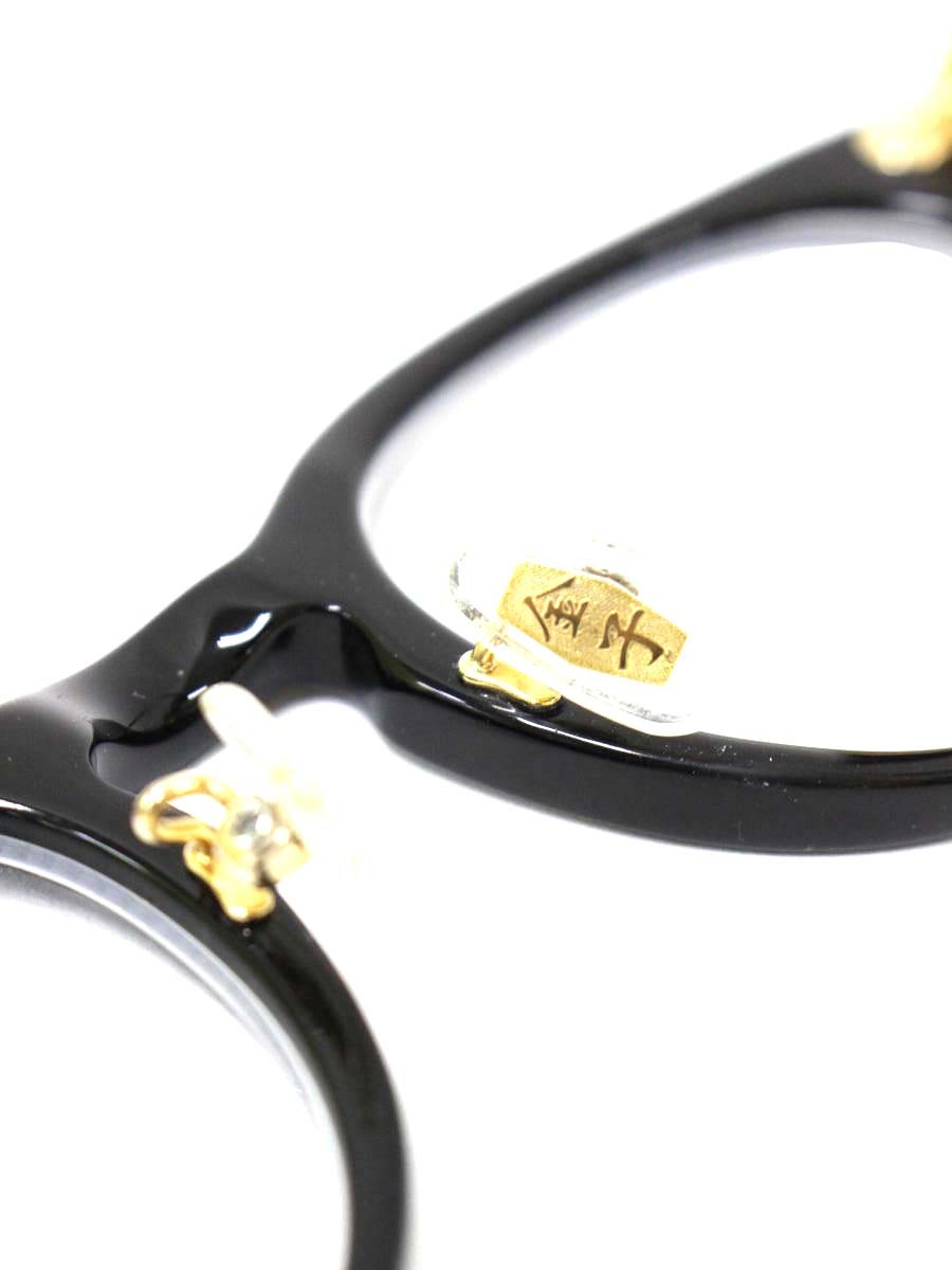 金子眼鏡 セルロイドシリーズ KC-58 BLS メガネ ブラック/ゴールド 飾り丁番 ボストンフレーム IT8MVS8TKW18