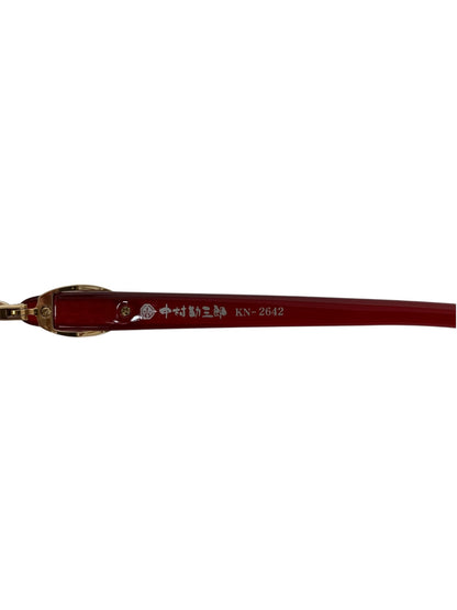 中村勘三郎 KN-2642 メガネ ワインレッド シープホーン スワロフスキーリング リムレス ITBP85PAYMGW