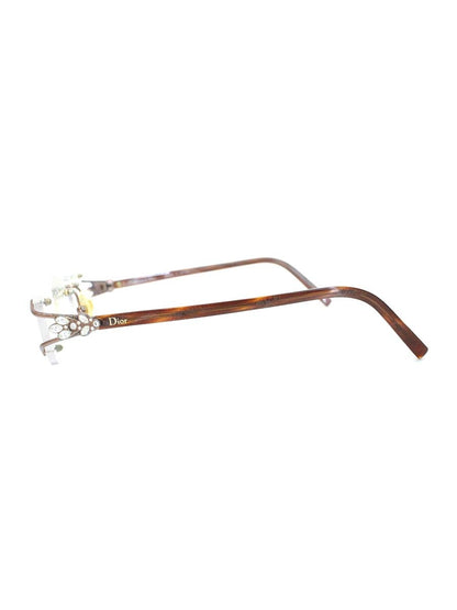 クリスチャンディオール CD7702J メガネ ブラウン リムレス コンビフレーム 縁なし ビジュー ラインストーン ITALQW1WF88G