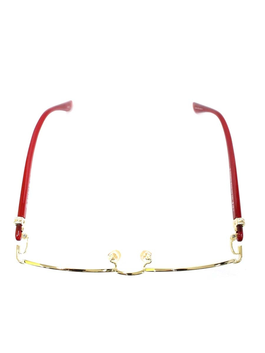 中村勘三郎 KN-2670 眼鏡 ゴールド/レッド ストーン付き スクエア  COL.C-2 ITNC1TQKDNNY