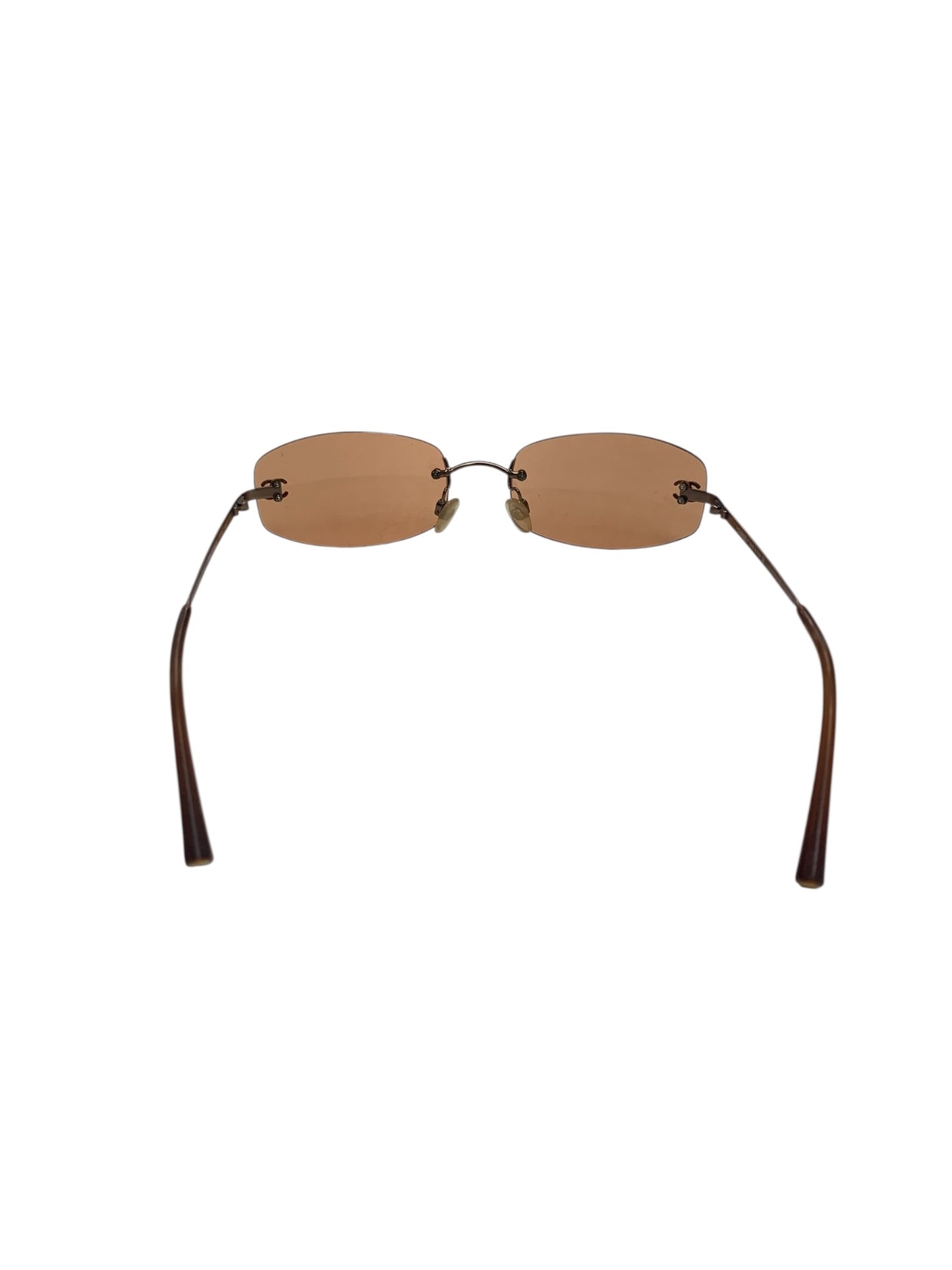 シャネル 4002 サングラス ブラウン ココマーク メタルフレームリムレス（フチなし）スクエア ITKJD9Y3BBL8