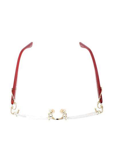 中村勘三郎 KN-2642 メガネ ワインレッド シープホーン スワロフスキーリング リムレス ITGVBZ4DE2A5