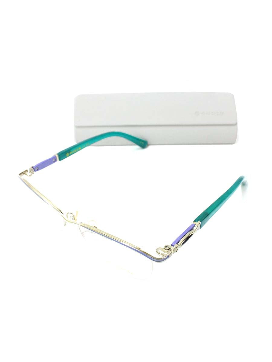 中村勘三郎 KN-2634 メガネ グリーン/シルバー/ブルー コンビフレーム ハーフリム スクエア IT9CH6KZS0MZ