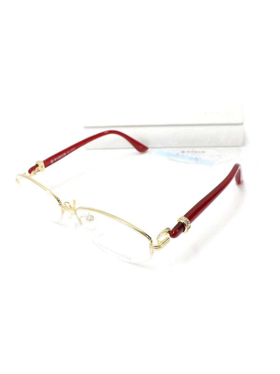中村勘三郎 KN-2670 メガネ ゴールド/レッド ストーン付き スクエア  COL.C-2 ITZIM09US6EC