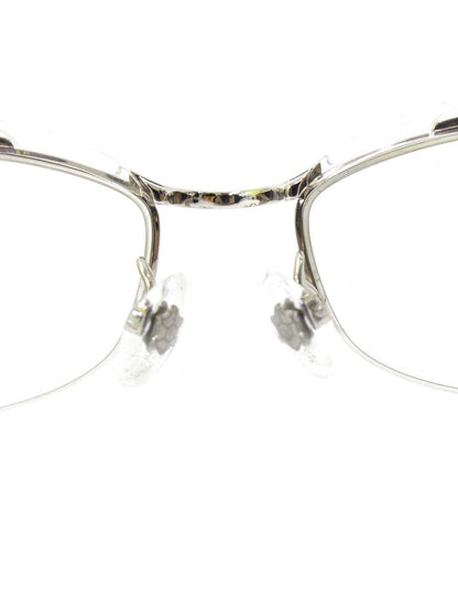 フォーナインズ M-18 メガネ シルバー/クリア コンビフレーム ハーフリム スクエア ITCWTDU5K4KW