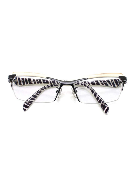 サムライ翔 SS-T24 メガネ ホワイト/ブラック/シルバー 智 セルフレーム ハーフリム スクエア ITA6AGNWTXNA