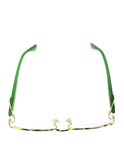 中村勘三郎 KN-2675 メガネ ゴールド/グリーン シープホーン スワロフスキーリング ハーフリム ITPL2O7WMX7O