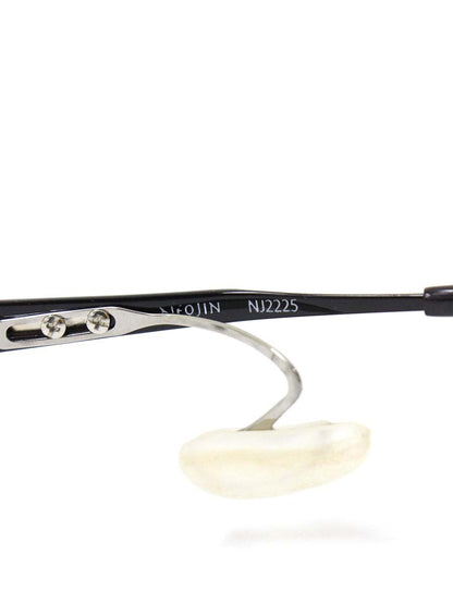 ネオジン NJ2225 メガネ ブラック メタルフレーム ハーフリム 鼻パッドがないフレーム IT9653HKDEUY