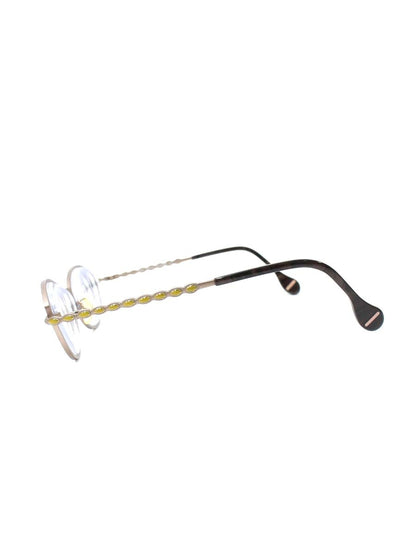 アキット mel2 メガネ ブラウン/マスタード メタルフレーム フルリム オーバル col.KMB ITU8XC0P5D54