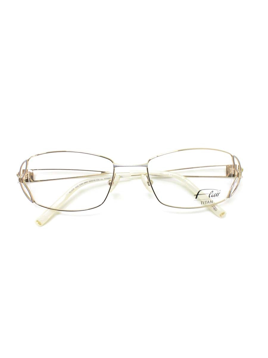 フレア FLAIR 202 メガネ ゴールド/ホワイト メタルフレーム フルリム ウエリントン ITE72V81X7ZW