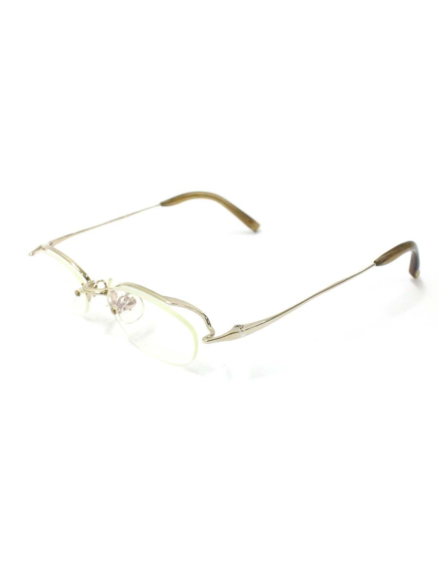 フォーナインズ O-04T メガネ ベージュブラウン/ゴールド メタルフレーム ハーフリム オーバル IT9ZH4YWM2L2